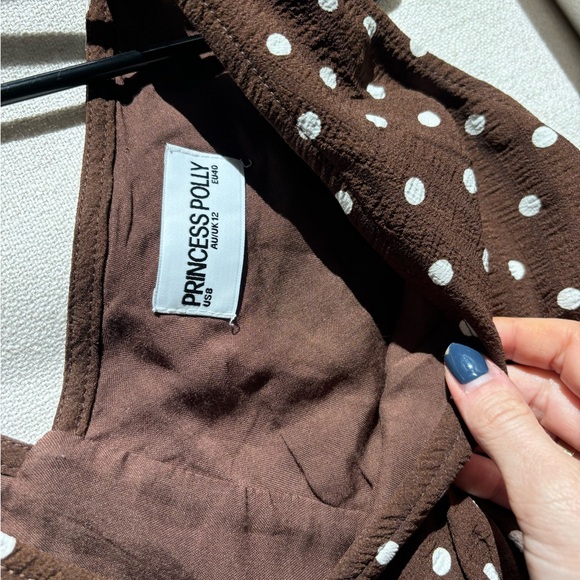 Princess Polly Chocolate Dress with Cream Dots - Picture 2 of 2